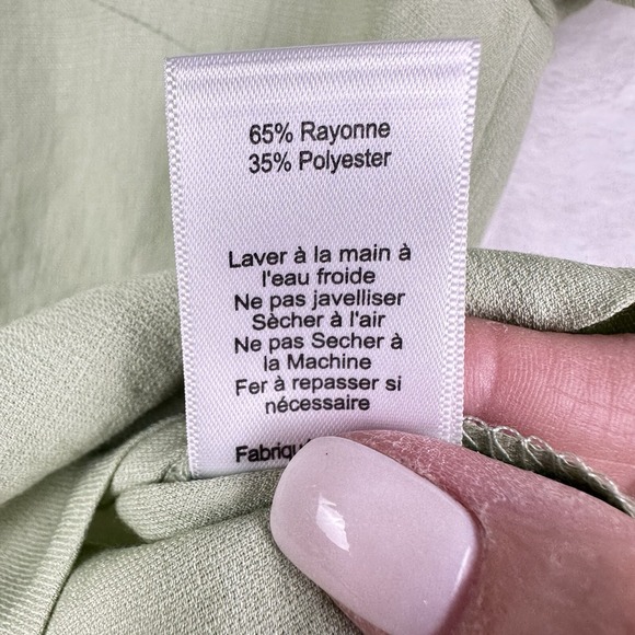 Victoria & Sophia Medium Collared Top Button Up Short Sleeve Blouse Light Green - Picture 9 of 13